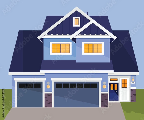 Obraz Modern House with Front Attached Garage