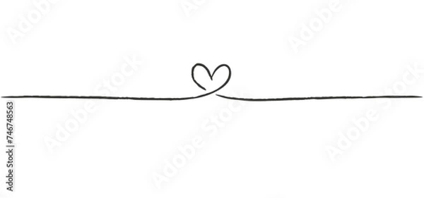 Obraz One line heart. Linear heart shape. hand drawn romantic scribble. Continuous drawing.