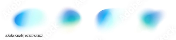 Fototapeta Y2K gradient shapes with blue blur colors. Abstract, fluid color. Flat vector illustration isolated on white.