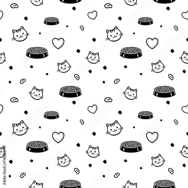 Obraz Seamless pattern with a cat food theme