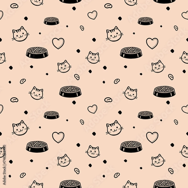 Fototapeta Seamless pattern with a cat food theme