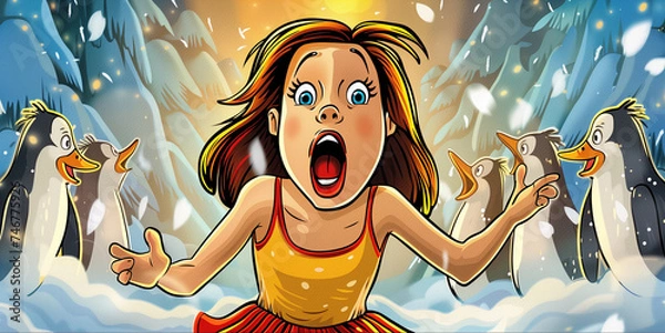 Obraz Ilustracja zszokowanej, zaskoczonej kobiety