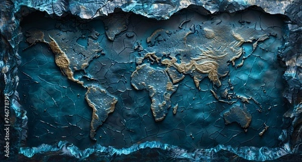 Obraz 3D world map illustration	

