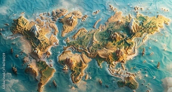 Obraz 3D world map illustration	
