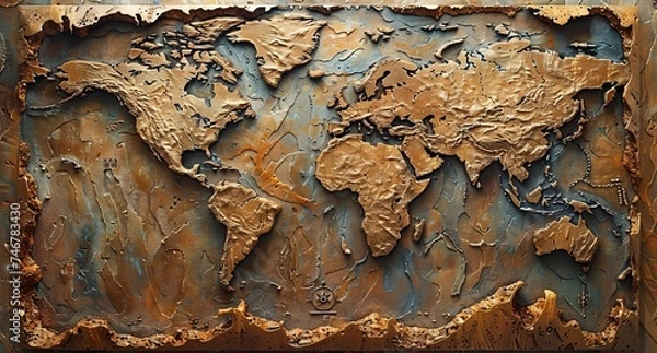 Obraz 3D world map illustration	

