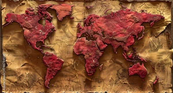 Obraz 3D world map illustration	

