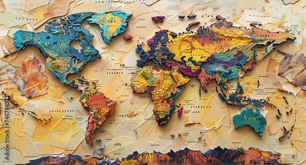 Fototapeta 3D world map illustration	
