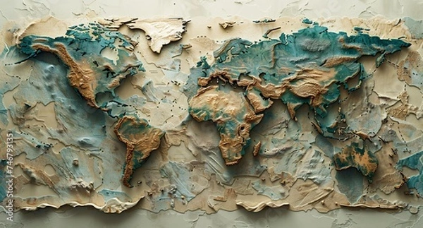 Fototapeta 3D world map illustration