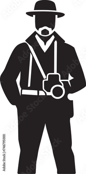 Fototapeta SnapScribe Sleek Photographers Line Art Symbol in Vector ShutterStyle Iconic Black Logo Design of Photographers Line Art