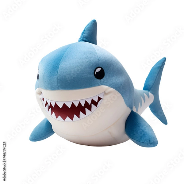 Fototapeta Lovely Stuffed Animal Shark Plush Toy, Isolated on Transparent Background, PNG