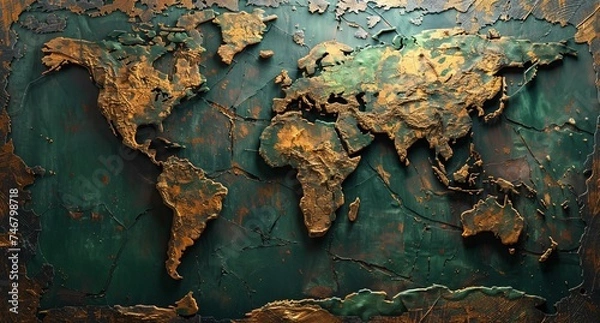 Fototapeta 3D world map illustration