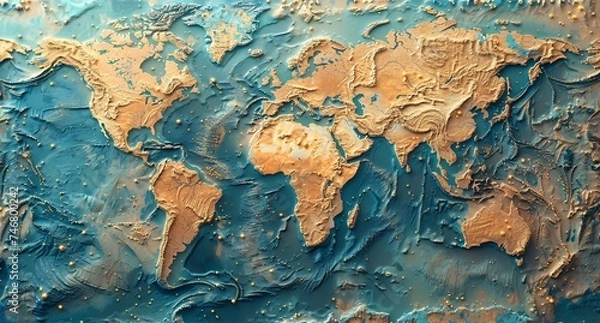 Fototapeta 3D world map illustration