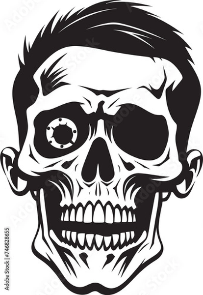 Fototapeta Grim Surprise Badge Shocked Skeleton Emblem Frightening Skeleton Logo Startled Vector Graphic