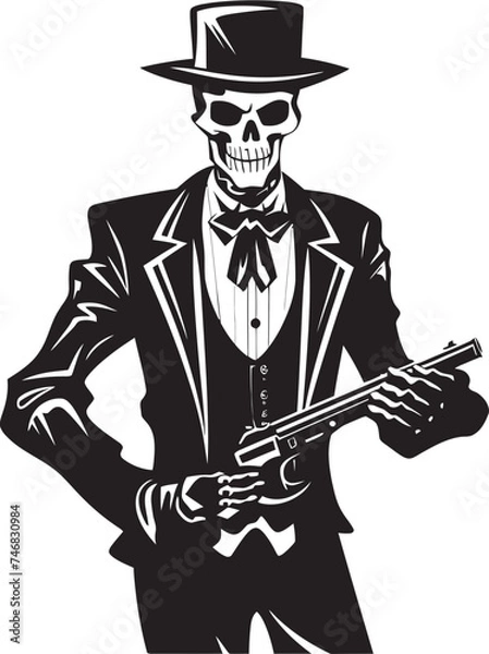 Obraz Rifle Reaper Guns Graphic Vector Icon Bonefire Battleground Skeleton Holding Guns Design