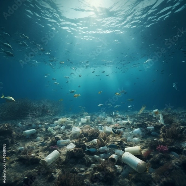 Obraz Underwater plastic pollution