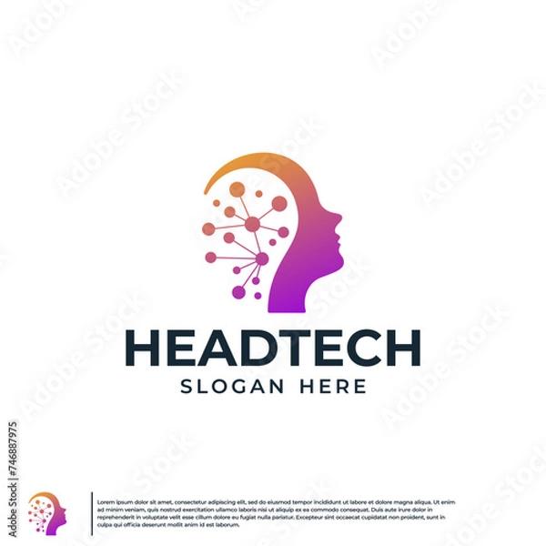 Obraz head human logo ,technology ,artificial intelligence, vector design template.