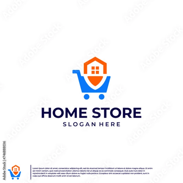 Obraz creative home store, modern style , equipment , logo design vector.