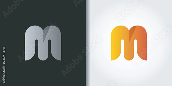 Obraz rounded letter m logo set