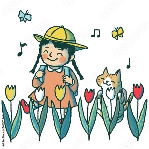 Obraz ランドセルを背負った新一年生