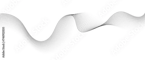 Obraz Flowing Dot Wave Pattern Halftone Curve Shape on Transparent Background