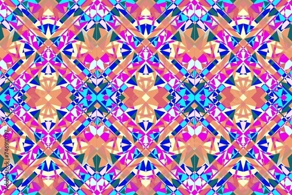 Fototapeta Ethnic patterns with simple shapes. Tribal and ethnic fabrics. African, American, Mexican, Indian styles. Simple geometric pattern elements are best used in web design, business textile printing.