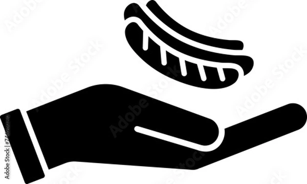 Fototapeta B&W illustration of food donate icon.