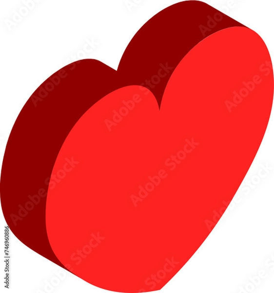Obraz Isometric heart icon in red color.