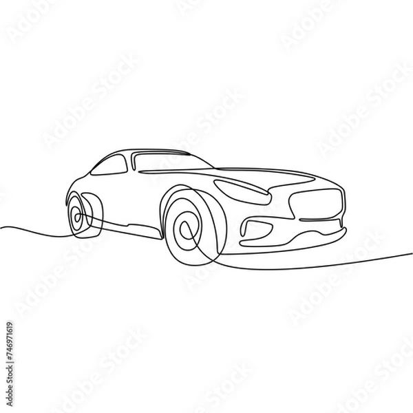 Obraz Single continous line art of sport car