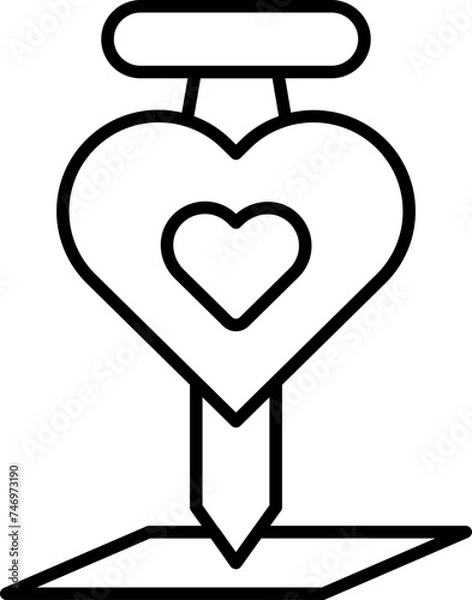 Fototapeta Flat style heart pin icon in line art.