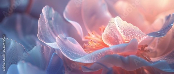 Fototapeta Ethereal Elegance: Macro shot of Moonflower, wavy, calming, fluid.