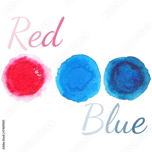 Fototapeta Watercolor circles, vector set isolated on white