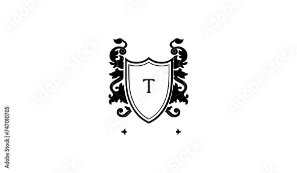 Fototapeta Luxury Shield With Sword Alphabetical Logo