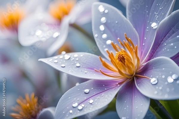 Fototapeta water drops on flower background