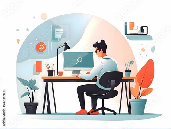 Obraz person working on computer