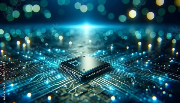 Fototapeta Illuminated CPU: Heart of Computing Power