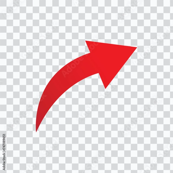 Fototapeta Flat style illustration of going up red arrow icon isolated with background.