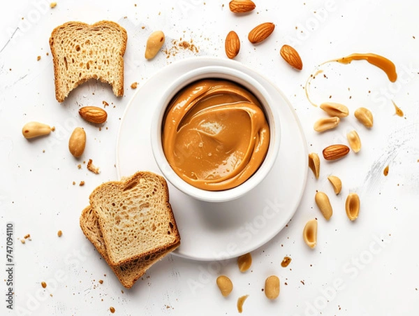 Obraz Hazelnut butter on white acrylic background.