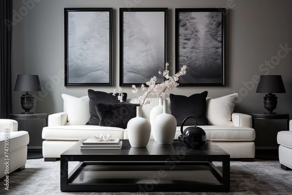 Fototapeta Monochromatic Living Room Ideas: Harmonizing Frame Art with Similar Shades