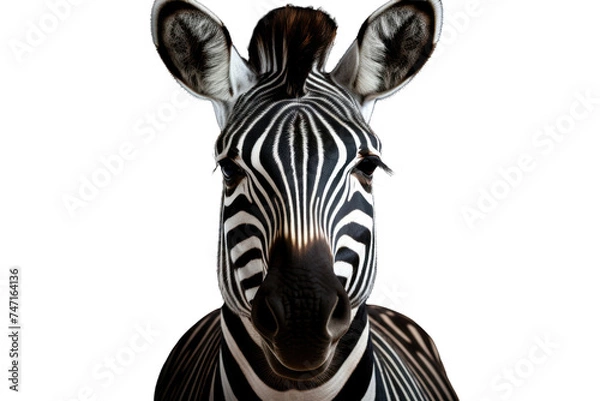 Obraz Zebra isolated on transparent and white background.PNG image.