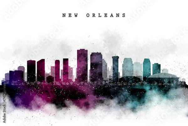 Fototapeta City Skyline Watercolor NEW ORLEANS