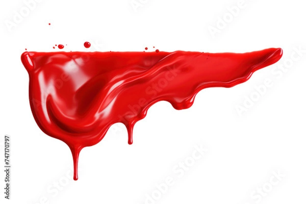 Fototapeta red dripping paint isolated on transparent and white background.PNG image.