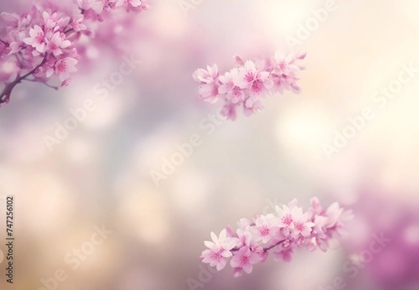Obraz Sakura blossoms in full bloom create a mesmerizing spring background, accented by delicate petals, pink shades, and enchanting bokeh