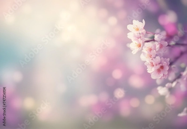 Obraz A captivating display of sakura blossoms and swirling petals against a backdrop of pastel tones and whimsical bokeh, defining the essence of spring