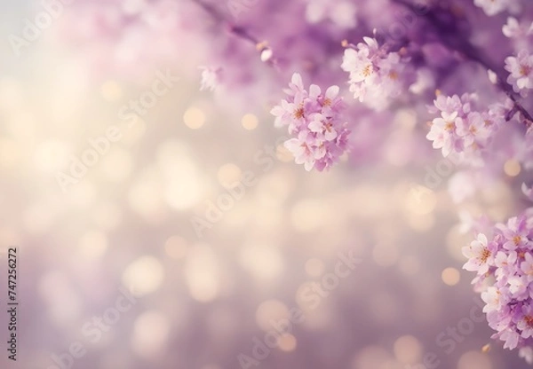 Obraz A picturesque springtime setting captured in abstract form, showcasing the enchanting allure of sakura blooms, pastel hues, and soft bokeh