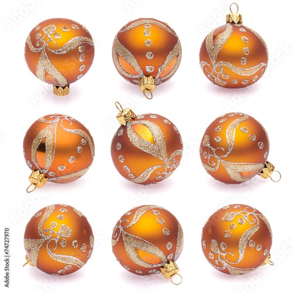 Obraz orange christmas balls on white background