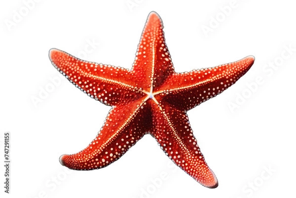 Obraz a high quality stock photograph of a single red starfish isolated on a white background