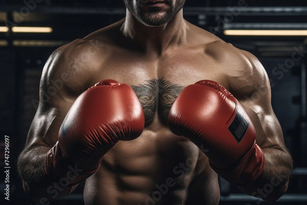 Fototapeta Boxing club gym for boxers training athletic conceptual Generative AI image