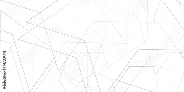 Obraz Abstract background with lines. Abstract minimal geometric white and gray light background design. white paper transparent material in triangle technology and square shapes in random geometric pattern