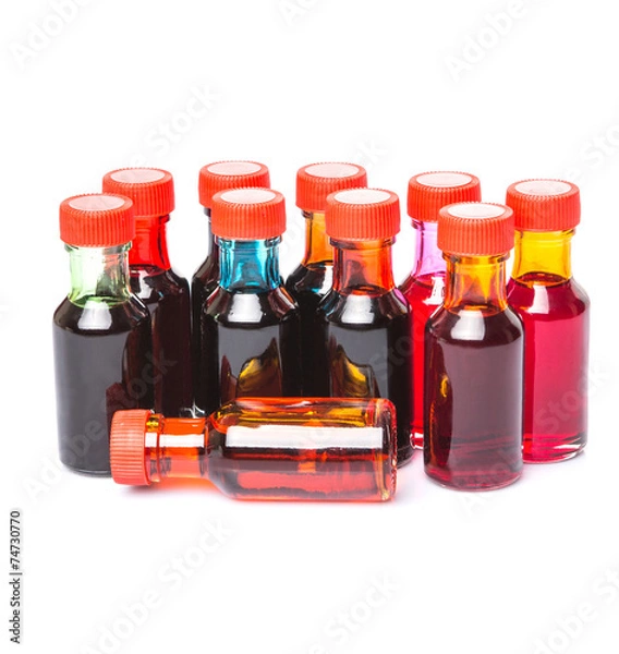 Fototapeta Different color variety of liquid food color additives 