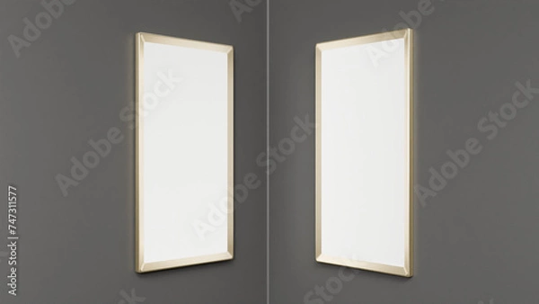 Fototapeta blank white frame on wall for poster mockup, poster or banner 3d mockup background, 3d render, branding advertisement, empty board